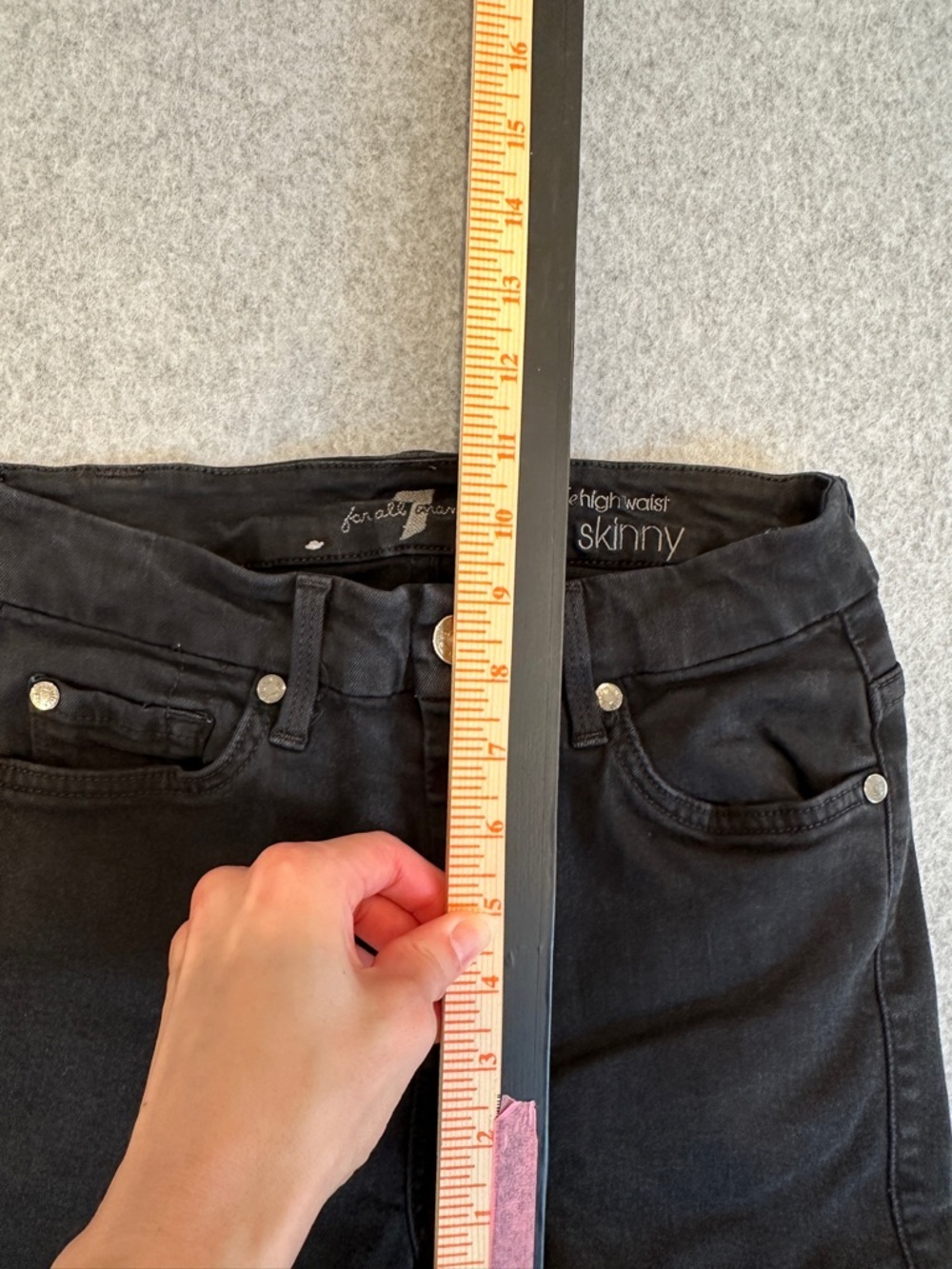 7 For All Mankind The High Waist Black Skinny Jeans - Picture 7 of 10